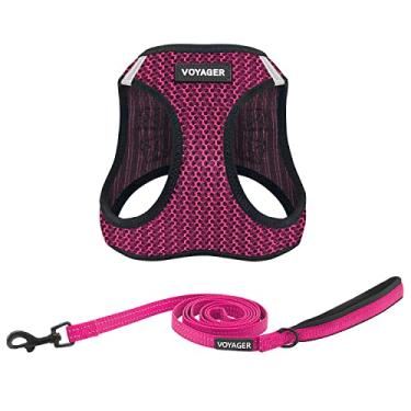 Imagem de Voyager Coleira de malha para todos os climas e coleira reflexiva para cães de 1,5 m com alça de neoprene, para filhotes de raças pequenos, médios e grandes da Best Pet Supplies - Fúcsia (2 tons), G