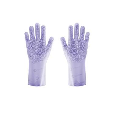 Imagem de Par de Luvas c/Esponja Lava Louças em Silicone Casa Cozinha