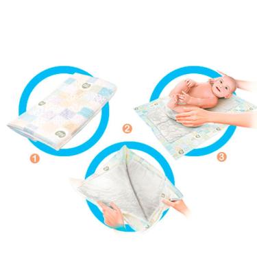 Imagem de Lençol Absorvente Infantil 84x63cm Trocador Descartável 5un Mili