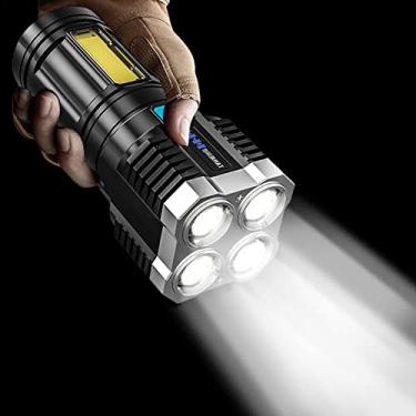 Imagem de Lanterna Recarregável USB 4 LED | Lanterna super brilhante holofote de alto lúmens - lanterna portátil à prova d'água para emergências camping caça B/a