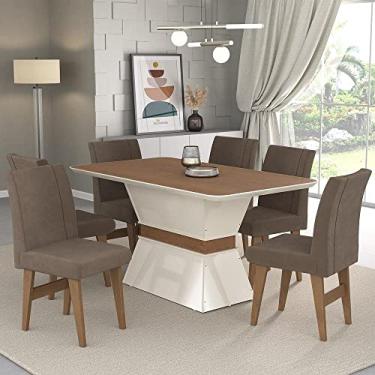 Imagem de Conjunto Mesa de Jantar 160 cm com 6 cadeiras Oslo Multimóveis Ex1010 Madeirado/off White/castor