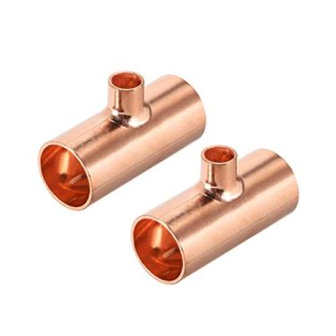 Imagem de Conector de ajuste de tubo de pressão de cobre para encanamento e refrigeração 2 peças uxcell 5/8 pol. x 1/4 pol. x 5/8 pol.