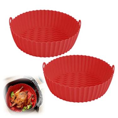 Imagem de Forro de Silicone Air Fryer | Assadeira reutilizável de silicone para fritadeira a ar de 7,5" | Acessórios para forno de fritadeira a ar | Segurança alimentar (7.5 in, 2 pcs red)