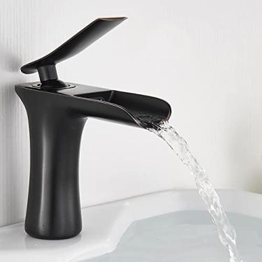 Imagem de Torneiras de bacia cromada branca torneira de banheiro com alça única torneira misturador de bacia de água quente e fria torneira de banho pia de água guindaste de banheiro, bronze curto preto, china