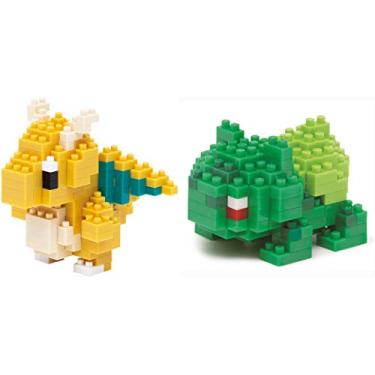 Imagem de Nanoblock S - 2 conjuntos - Dragonita (Kairyu) e Fushigidane - Personagens ajustáveis Pokémon (Importado do Japão)