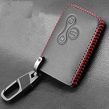 Imagem de CSHU Couro da capa da chave do carro capa chaveiro chaveiro bolsa, adequado para Renault Kadjar Captur Clio Megane 2 3 4 RS Koleos Logan Scenic Card, 3