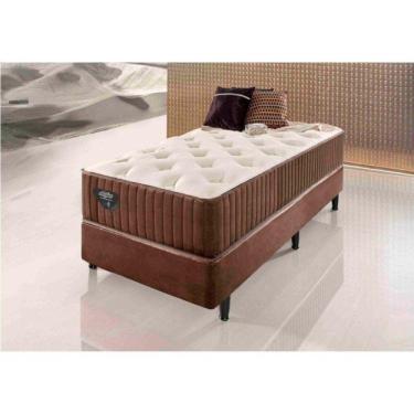 Imagem de Conjunto de Quarto 1 Base Box Solteiro e 1 Colchão Solteiro Uni Ecoflex Marrom / Bege
