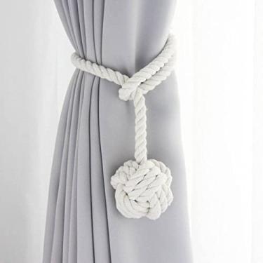 Imagem de Cinta de cortina estilo europeu cortina multicolor borla alça de corda de algodão poliéster-algodão gancho acessórios de cortina laços de cortina, T6,4 pcs