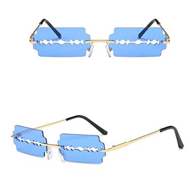 Imagem de Modelo de lâmina de barbear fashion óculos de sol feminino masculino tendência fitness designer de rosto armação de metal lente colorida óculos de sol, 5, tamanho único