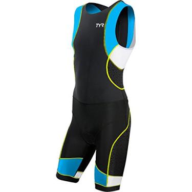 Imagem de TYR 705TMNTXP6AXS Terno esportivo masculino com zíper nas costas, preto/azul/amarelo, PP