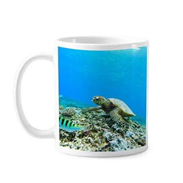 Imagem de Caneca de cerâmica cerâmica com estampa de peixe de tartaruga marinha oceano ciência imagem natureza caneca de porcelana café