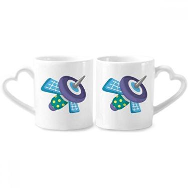Imagem de Universe Alien Monster Satellite Conjunto de canecas de porcelana para casais, copo de cerâmica para amantes de coração