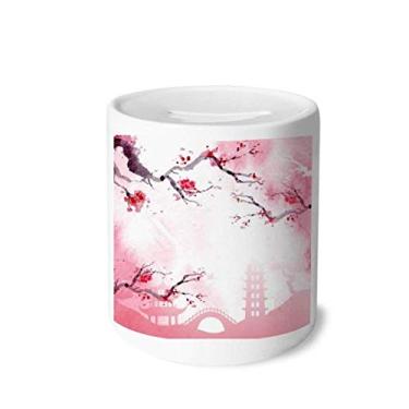 Imagem de DIYthinker Japan Culture Pink Sakura Illustration Pattern Money Box Saving Banks Ceramic Coin Case Kids Adults