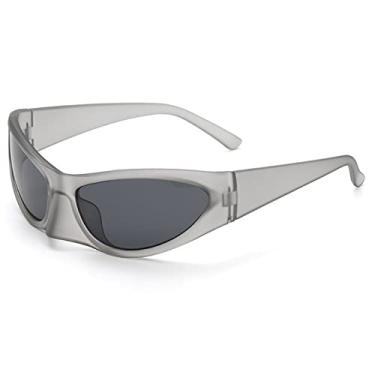 Imagem de Óculos de sol vintage exclusivo olho de gato para mulheres moda cor doce condução óculos de sol masculinos chiques tons de hip hop, cinza cinza, tamanho único