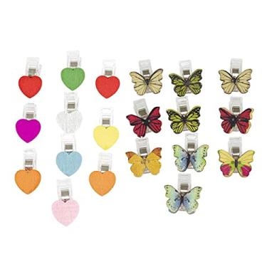 Imagem de 20 Mini Prendedor Clips Borboleta Coração Tecidos Patchwork