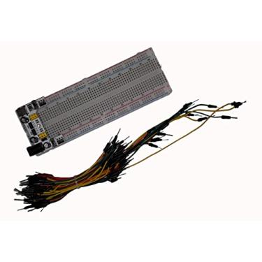 Imagem de Genérico Combo T&T 001 com protoboard 830 contatos, módulo de alimentação 5V e jumpers 55 cabos flexíveis