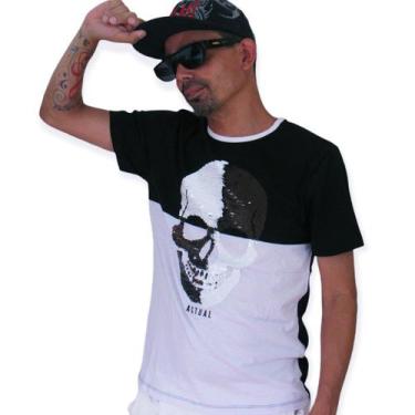 Imagem de Camiseta Actual Caveira Em Paetê Reversível - Preto &Amp Branco
