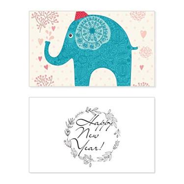 Imagem de Chapéu vermelho elefante bandeira azul colorida festival ano novo cartão felicitações Bless mensagem presente