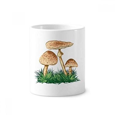 Imagem de Linda planta verde com ilustração de trufas, suporte para caneta de escova de dentes, caneca de cerâmica com suporte para lápis