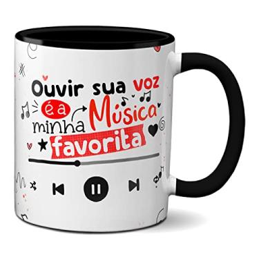 Imagem de Caneca Namorados Minha Música Favorita é Ouvir Sua Voz (Preta)