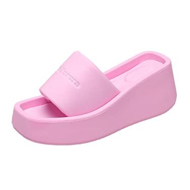 Imagem de Sandálias femininas de verão cor lisa sem cadarço casual bico aberto anabela bico quadrado sapatos salto anabela sandálias para mulheres bege, Vermelho, 9