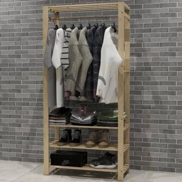 Imagem de Estante Montessoriana Para Calçados E Roupas Com Cabideiro 