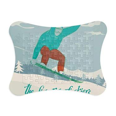 Imagem de Esporte de inverno, esqui, tabuleiro, esqui, ilustração, enigma, moldura, decoração de quadros, quebra-cabeça