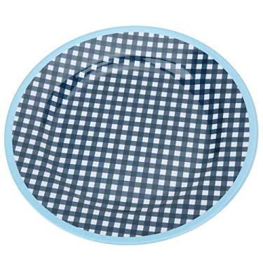 Imagem de Placa de diâmetro de 22 cm, bandeja de resina A5 MF em forma redonda Pratos de prato para casa, restaurante, hotel, cozinha, talheres de jantar azul (manta bule)