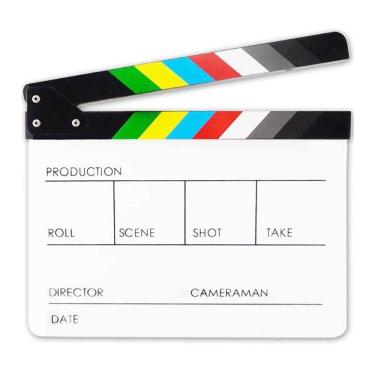 Imagem de Claquete profissional Greika B/C com barra colorida - Branca