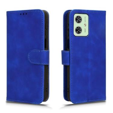 Imagem de Telefone Flip Covers Capa compatível com Motorola Moto G54 5G com porta-cartões, capa tipo carteira de couro PU com alça de pulso e capa protetora à prova de choque Capa protetora da capa (Size : Blu