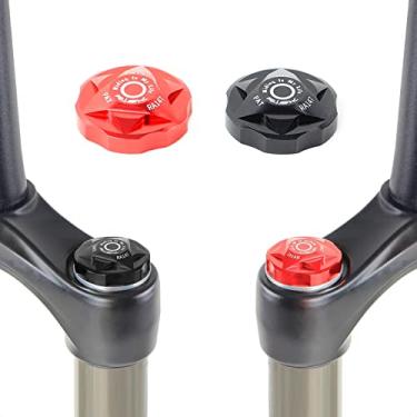 Imagem de ALEOED Tampa superior da válvula de ar da bicicleta, tampa dianteira do garfo da suspensão da tampa de gás peças protetoras de ombro de liga de alumínio para bicicleta de montanha bicicleta de estrada