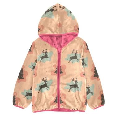 Imagem de KLL Jaqueta de lã colorida de rena de Natal para bebês meninos jaqueta de lã rosa bebê jaqueta com zíper, Rena de Natal, 5 Anos