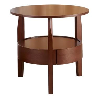 Imagem de Mesa Lateral Redonda Com Gaveta, Mesa De Cabeceira Para Pequenos Espaços, Mesa De Sofá Para Sala De Estar, Quarto, Escritório, Estrutura Estável (Color : STYLE 1, Size : 19.68x19.68in)