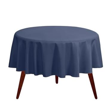 Imagem de Gee Di Moda Toalha de mesa redonda – Toalha de mesa redonda azul marinho de 228 cm para mesas redondas de 76 a 152 cm – Tecido lavável resistente – para mesa de buffet, festas de fim de ano, jantar,