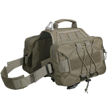 Imagem de EXCELLENT ELITE SPANKER Mochila de sela para cães, mochila para acampamento, trilhas, cães médios e grandes, com 2 bolsos laterais espaçosos (M, verde florestal)