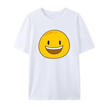 Imagem de Camisetas Emoji Sorrindo Rosto para Presentes Bom Humor, Branco, GG