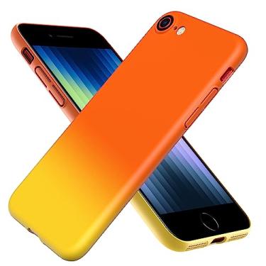 Imagem de YSLBWLE Capa para iPhone SE 2022/3rd/2020, capa para iPhone 8/7, nova capa fina projetada, [proteção contra quedas de grau militar de 3 metros], com protetor de lente, gradiente, laranja +