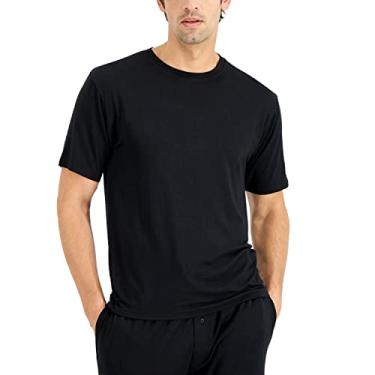 Imagem de Hanes Camiseta masculina de manga curta sem etiqueta, Preto, P