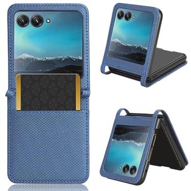 Imagem de Elubugod Capa de couro compatível com Motorola Razr 40 Ultra, capa flip de couro PU compatível com Motorola Moto Razr 40 Ultra 5G XT2321-1 XT2321-3 XT2321-5 capa azul