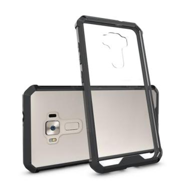 Imagem de MUDASANQI Capa para celular compatível com ASUS ZenFone 3 ZE552KL Acrílico + TPU Capa protetora transparente ultrafina, capa antiarranhões com absorção de choque (preto)