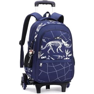 Imagem de Mochila rolante para subir escadas bagagem mochilas escolares mochilas infantis com 6 rodas rolantes-B