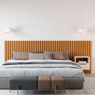 Imagem de Cabeceira King Maracá com Mesa de Cabeceira Nature/Perola - Jb Bechara