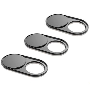 Imagem de Capa para webcam Slide 0,1 cm ultrafina de metal magnético para câmera web para laptops Macbook Pro, smartphone, Mac, PC, tablets para Echo Spot Show protegendo sua privacidade, segurança preta (3