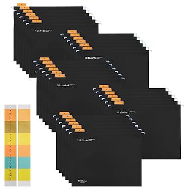 Imagem de 30 unidades de arquivos de arquivo tamanho carta com abas e inserções, pastas de arquivo suspensas para arquivos volumosos, tabelas médicas, preto, tamanho carta para escritório, escola, armazenamento de arquivos