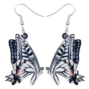 Imagem de Bonsny Brincos de borboleta floral com pingente de gota para mulheres, meninas, crianças, pingentes de presente, Acrílico