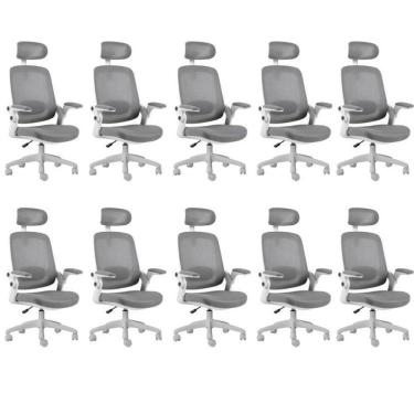 Imagem de Kit 10 Cadeiras para Escritório Presidente com NR17 Astra Elements Cinza