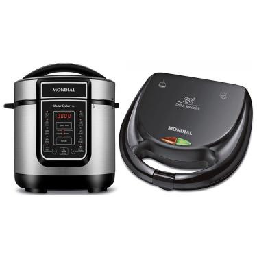 Imagem de Kit Panela Elétrica de Arroz e Sanduicheira S-12 Mondial 127V