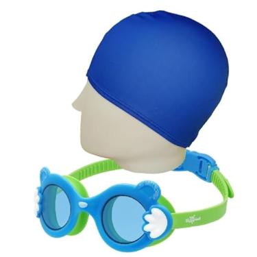 Imagem de Kit Natação Speedo Óculos Baloo + Touca Tecido Helanca Infantil 2 a 8 anos (Azul + touca apvd)