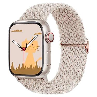 Imagem de Yaber Pulseira trançada elástica compatível com Apple Watch Series 8, 7, 6, 5, 4, 3, 2, 1, Ultra SE (42 mm/44 mm/45 mm/49 mm, Starlight)