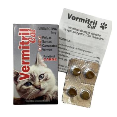 Imagem de Vermitril gatos Anti Pulgas E Carrapatos 4 Comprimidos mastigáveis